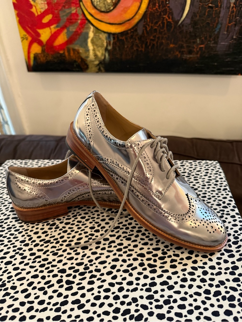 Banana Republic Metallic Silver Women's Wingtip Loafers